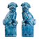 Pair of Foo dog bookends in turquoise glazed ceramic, Manises
