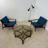 Antique rosewood coffee table with glass top designed by Ingmar Relling for Westnofa, vintage 70s