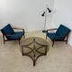 Ancienne table basse en palissandre et plateau de verre design Ingmar Relling pour Westnofa vintag annees 70