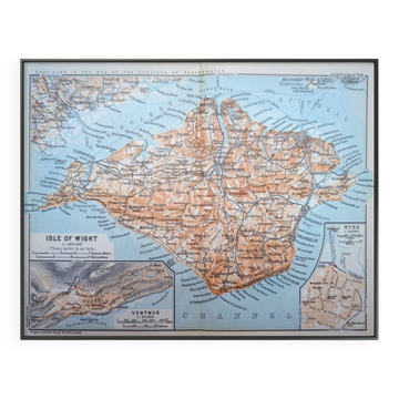 Isle of Wight, England, original map printed in 1913.