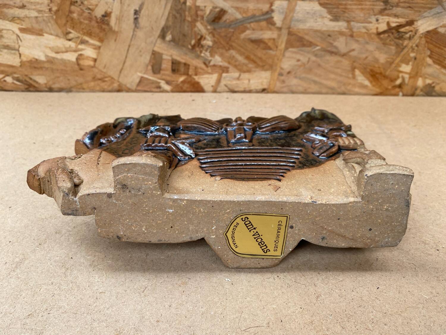 Antique Joe & Pat ROWLAND St Vicens Glazed Ceramic Vase 1960 France #B471