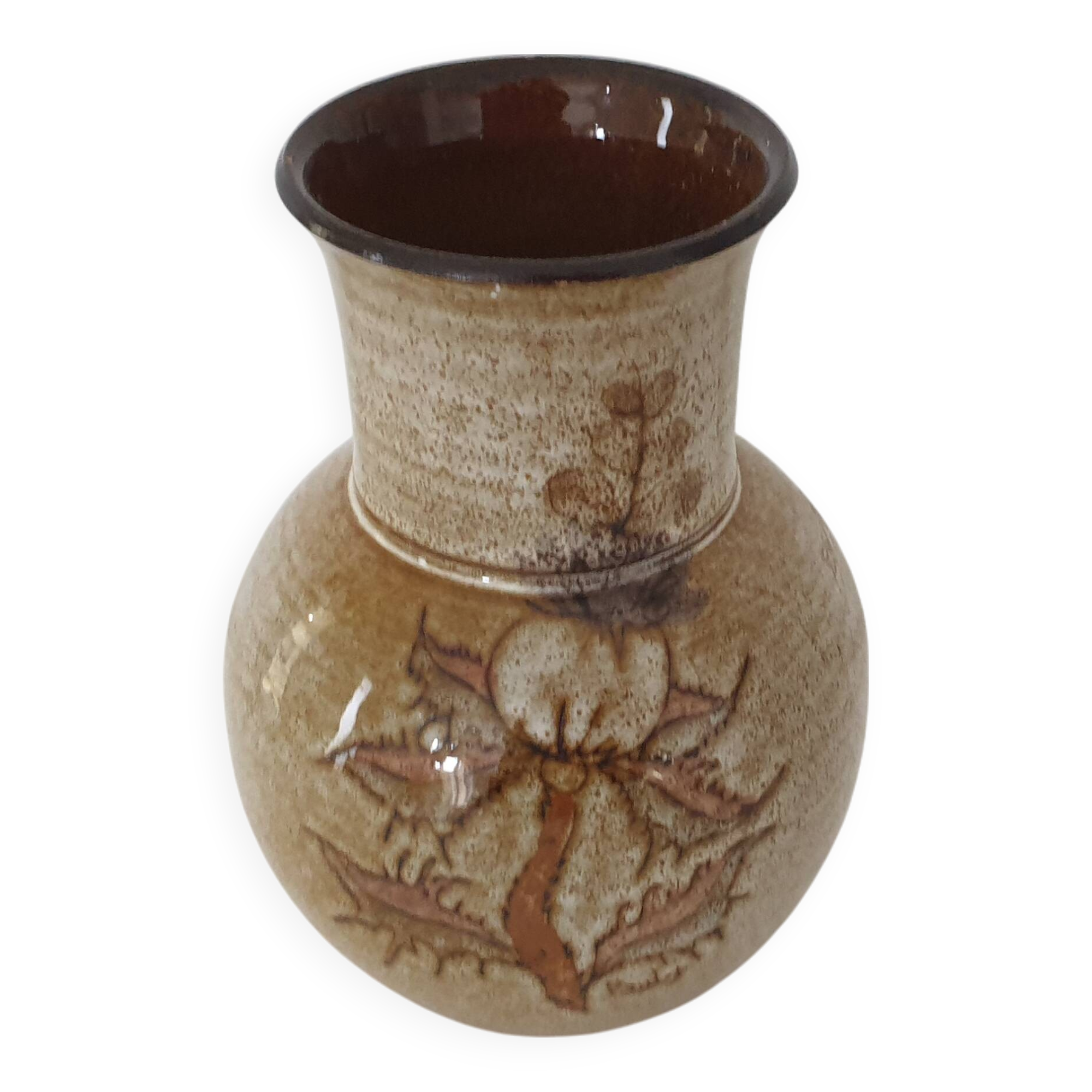 Ceramic vase with floral motif by Jean Paulet - vintage