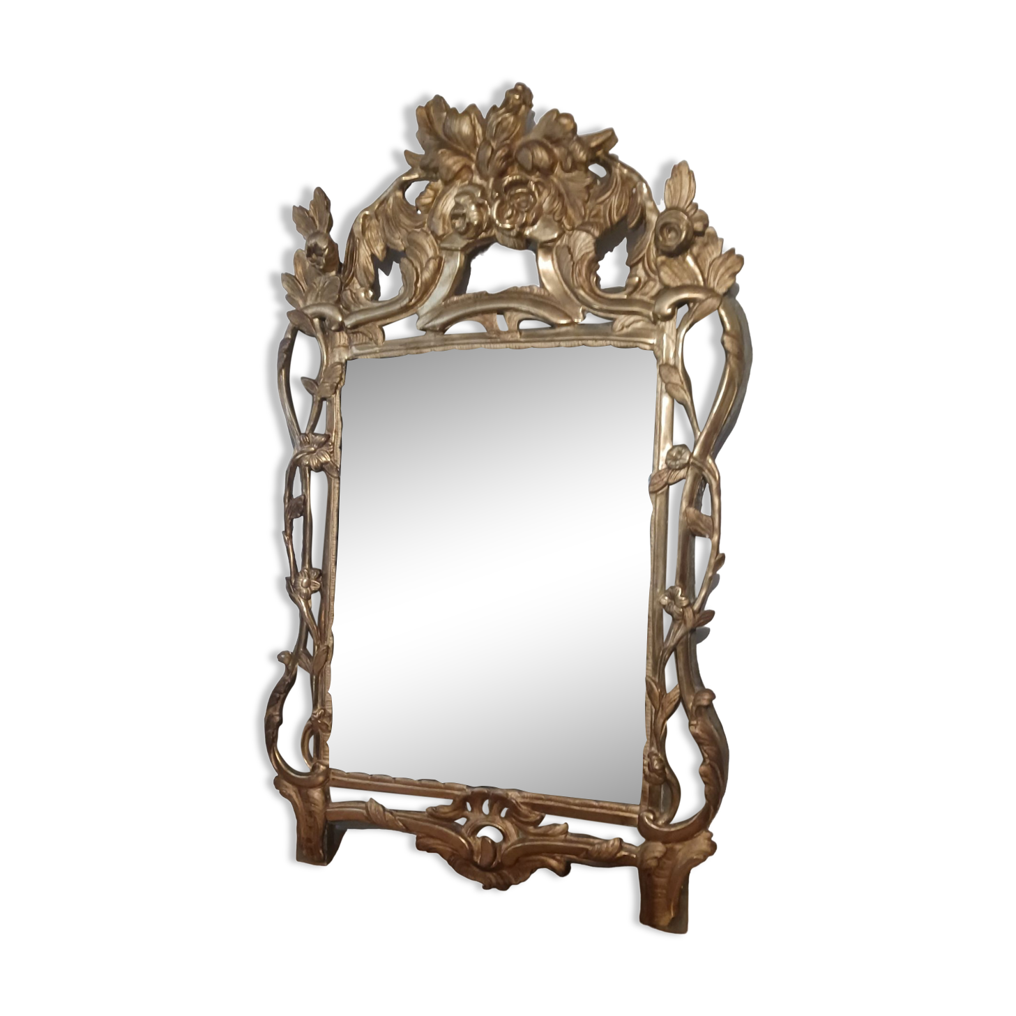 Miroir époque Louis XV,  18 eme, restauré au XX eme, bois doré, miroir au mercure d'origine
