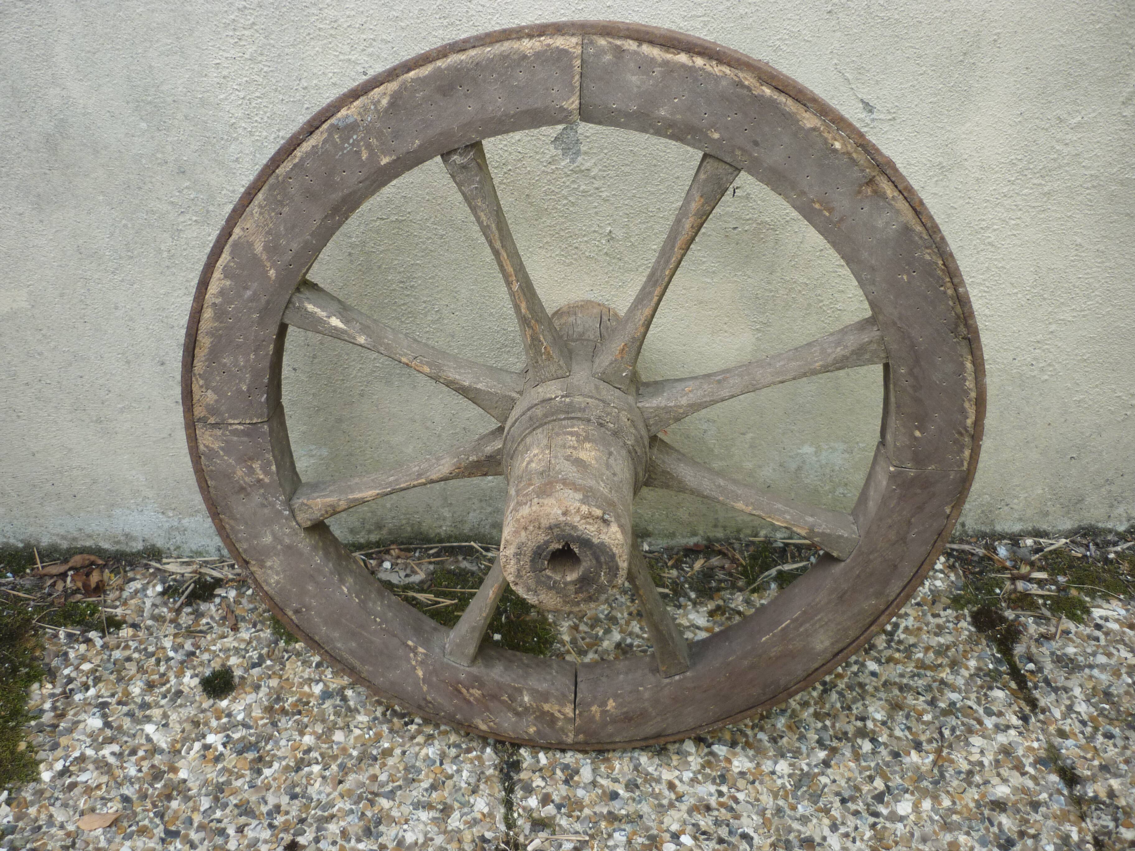 Old wooden cart wheel