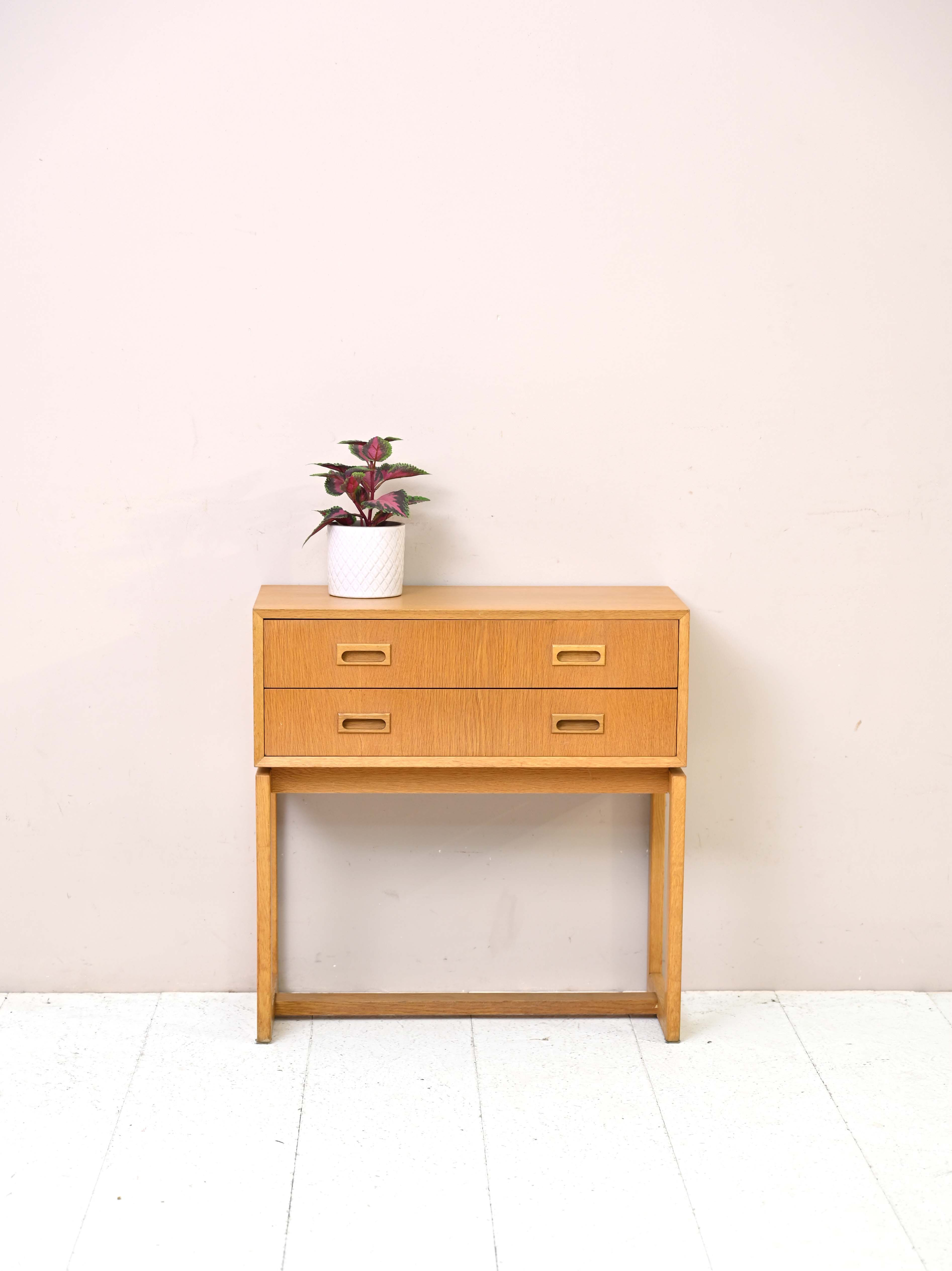 Scandinavian oak chest of drawers with two drawers