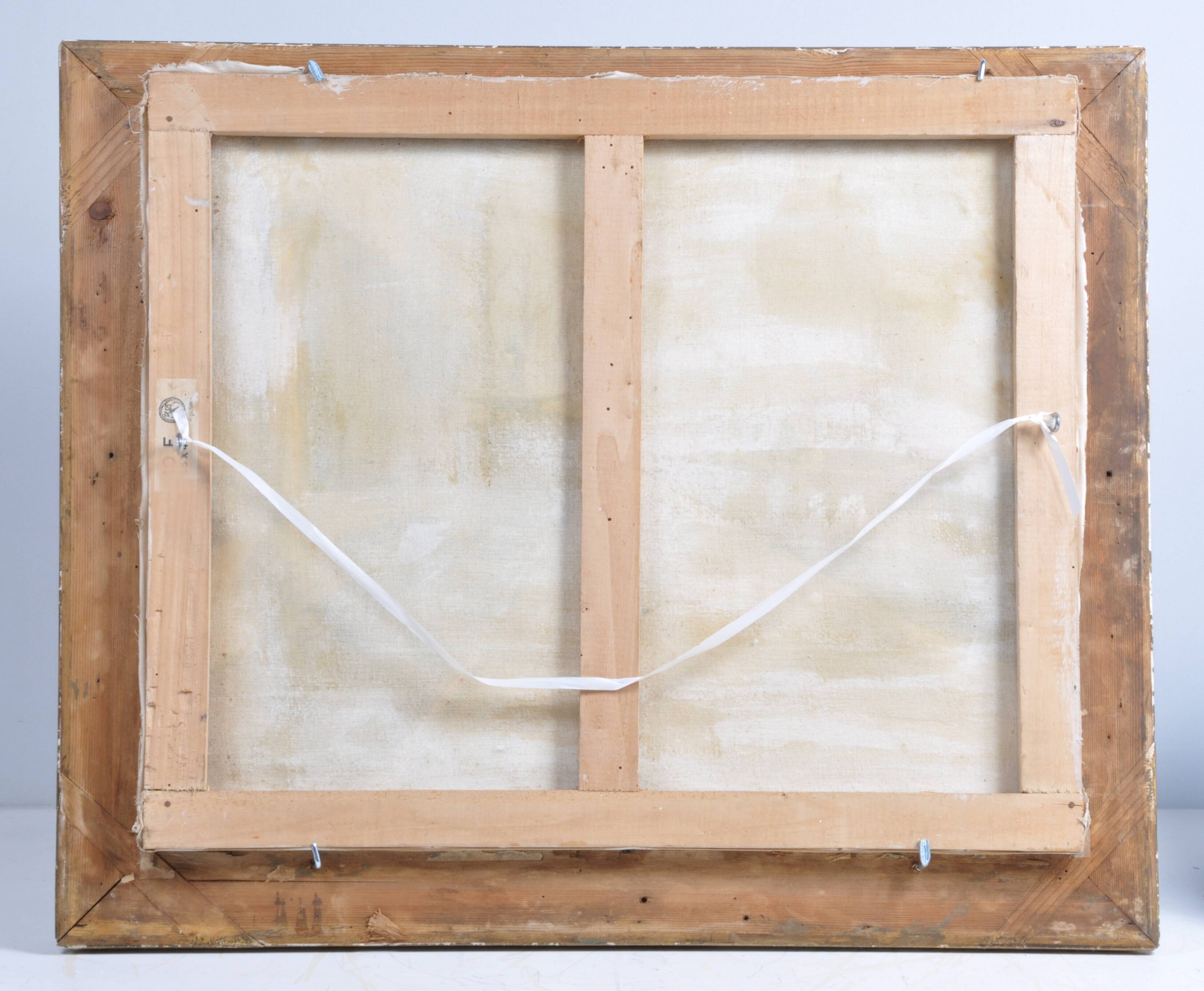 Oil painting of booksellers on the quays of Paris, 1948