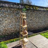 Étagère d angle style Audoux Minnet en rotin vintage 1950