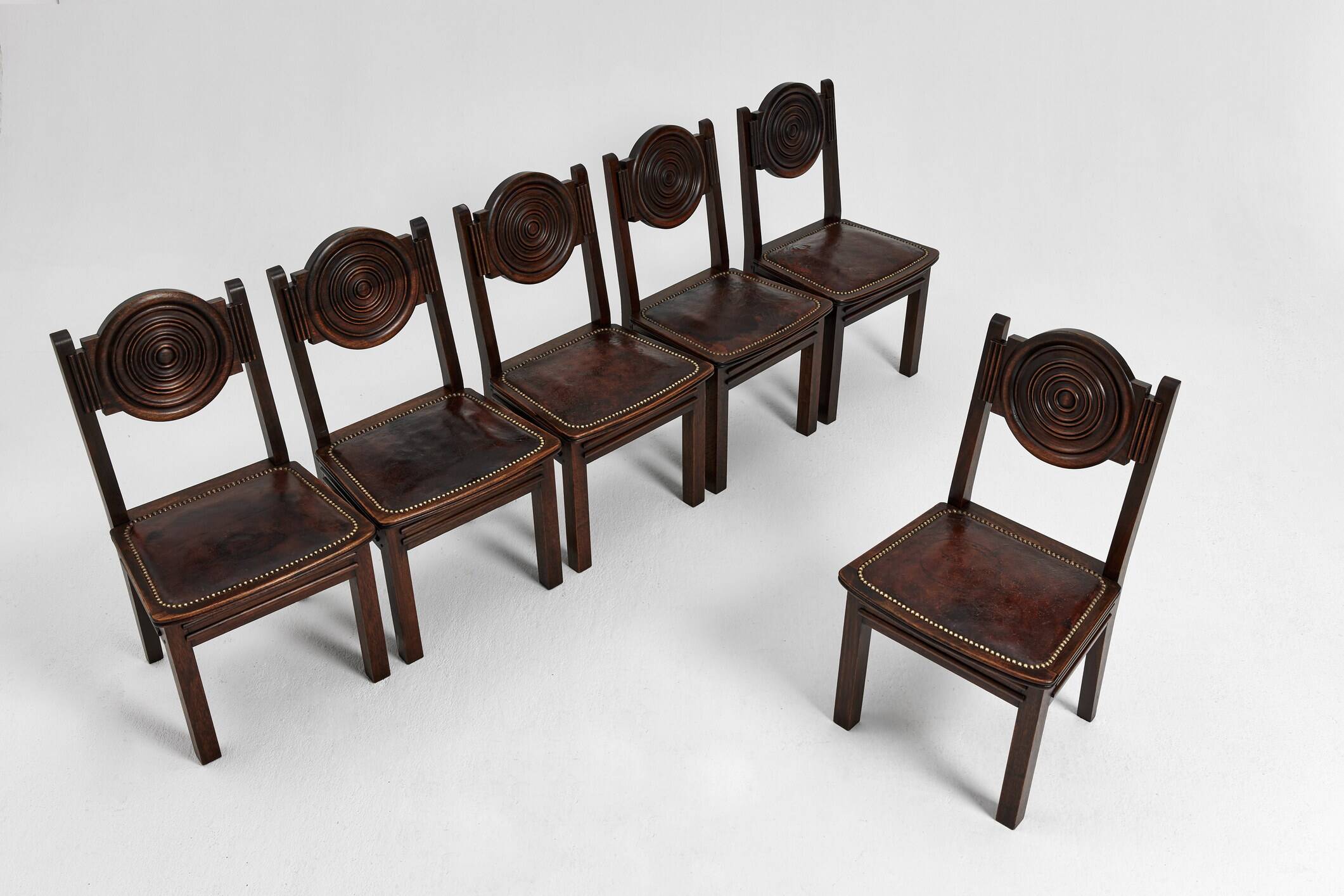 Ensemble de six chaises de salle à manger, acajou, France, années 1930 - Etienne Kohlmann