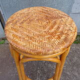 High bar stool in woven rattan