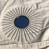 Vintage black metal sun mirror 1950