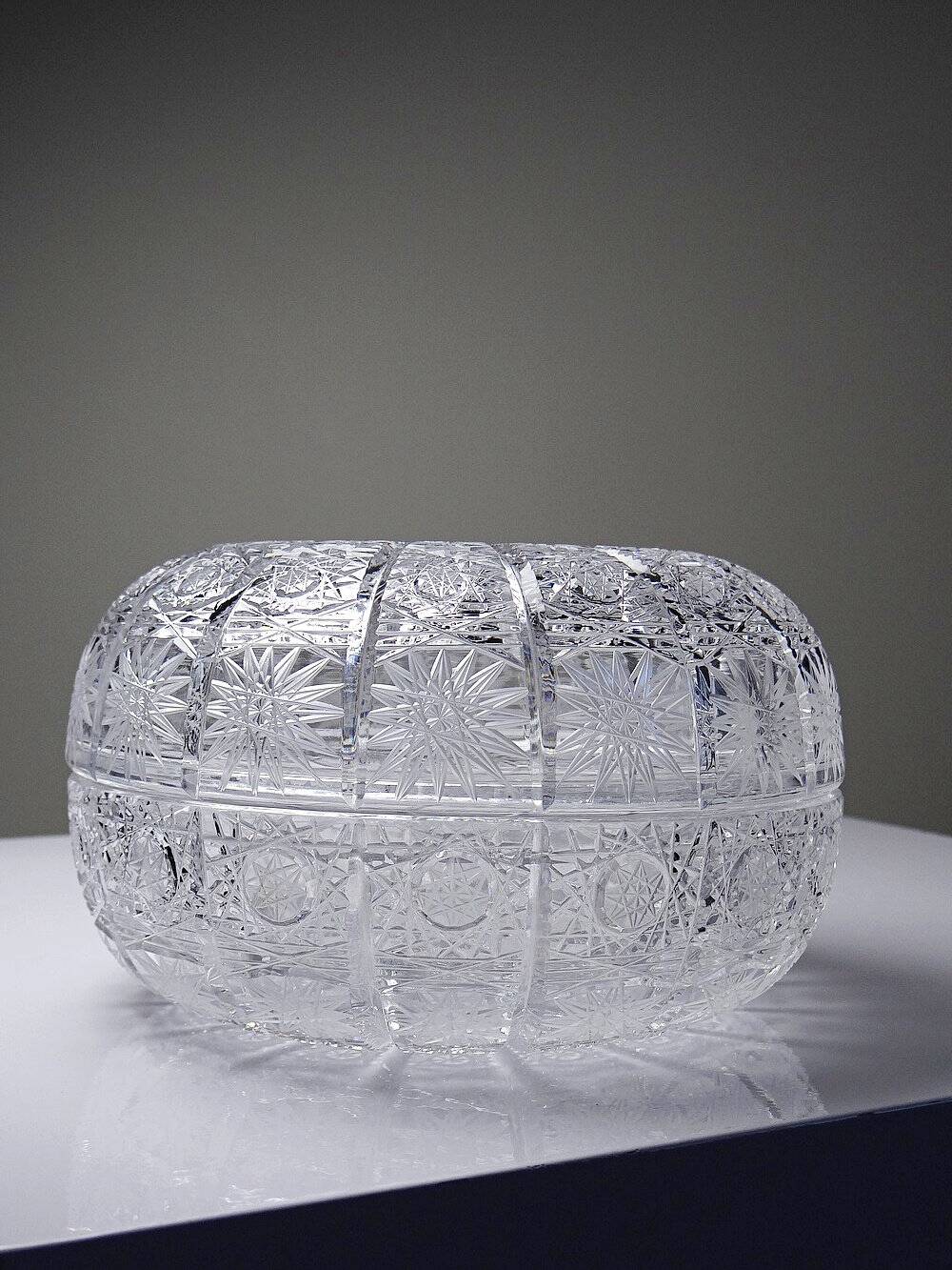 Large vintage "Queen's Lace" chiseled Bohemian crystal box