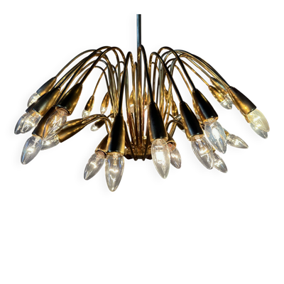 Chandelier sputnik en laiton vintage italien