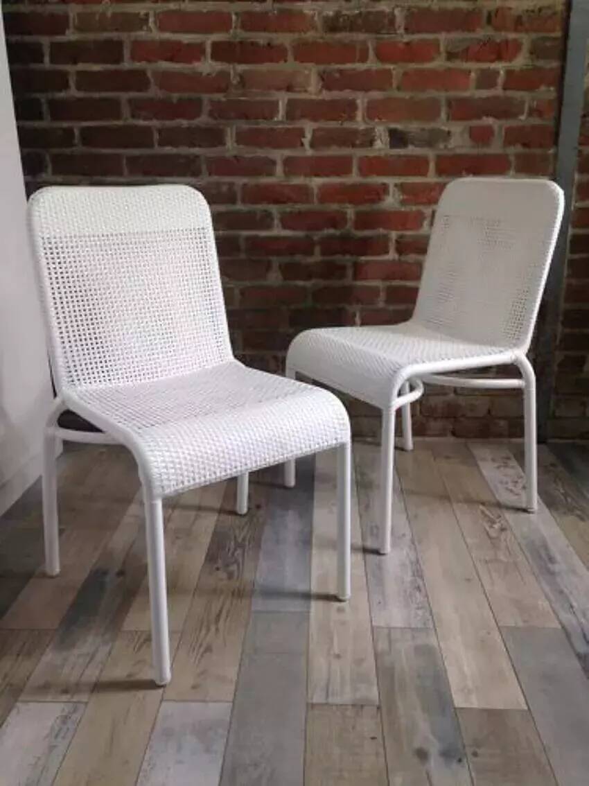 White woven resin garden chair