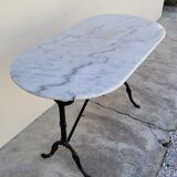 Cast iron bistro table and old oval marble top