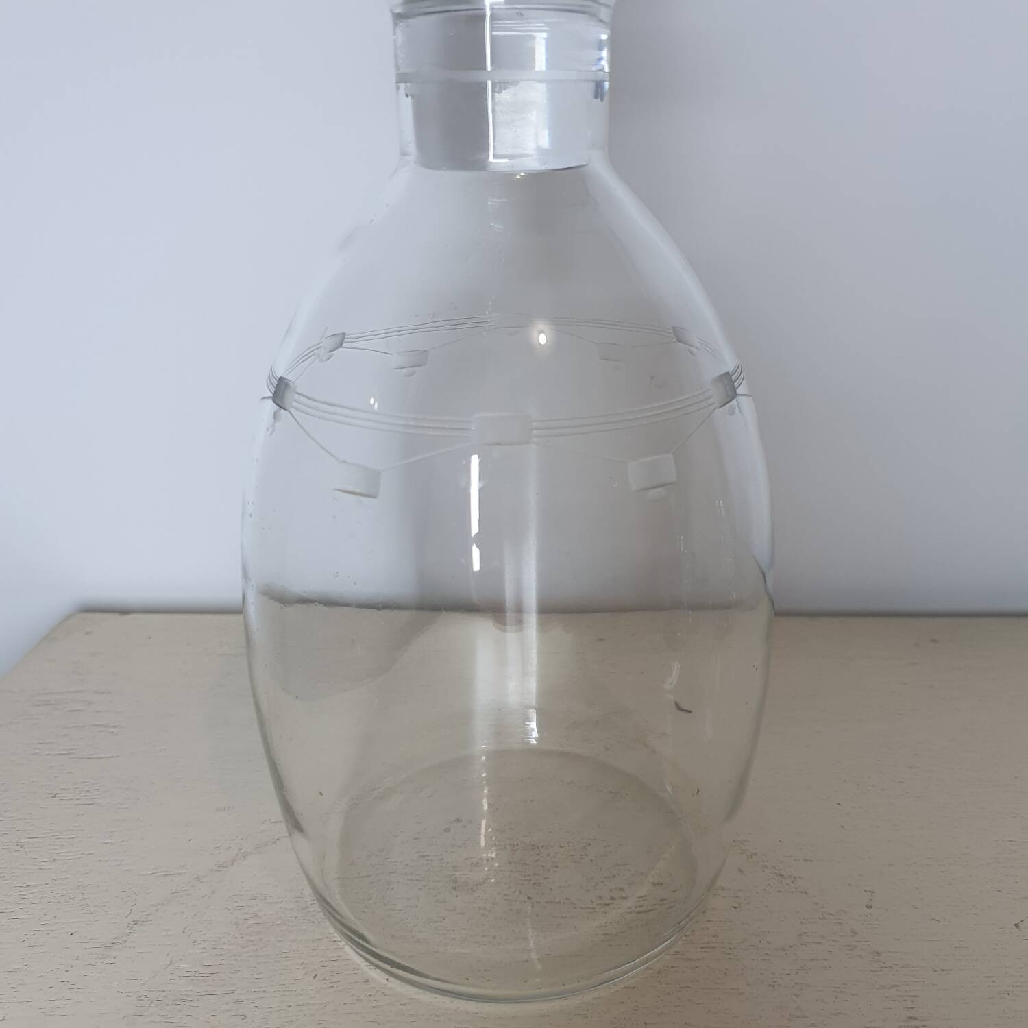 Etched glass carafe