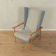 1950s wingback armchair in two-tone look, cherry wood, newly upholstered