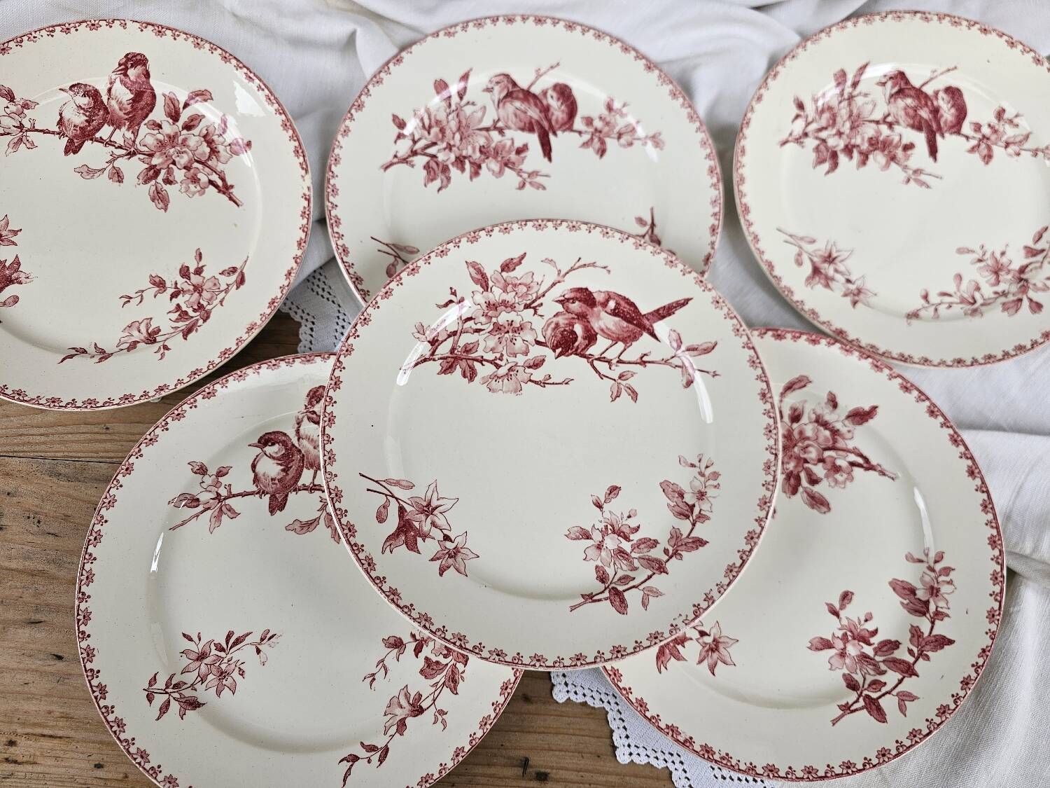 Assiettes plates Favori Sarreguemines rose