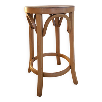 Vintage baumann stool in curved wood - 1960s design