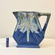 Large vintage art deco pitcher alpho in fat lava blue ceramic vase signed