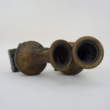 Pair of art nouveau vases in regulation on marble base signed l and f moreau