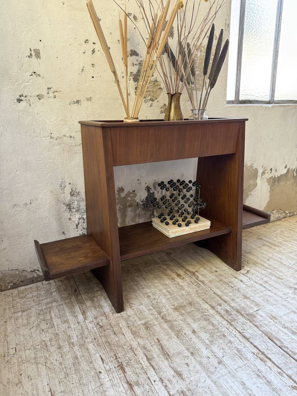 Jardinière années 50 palissandre constructiviste