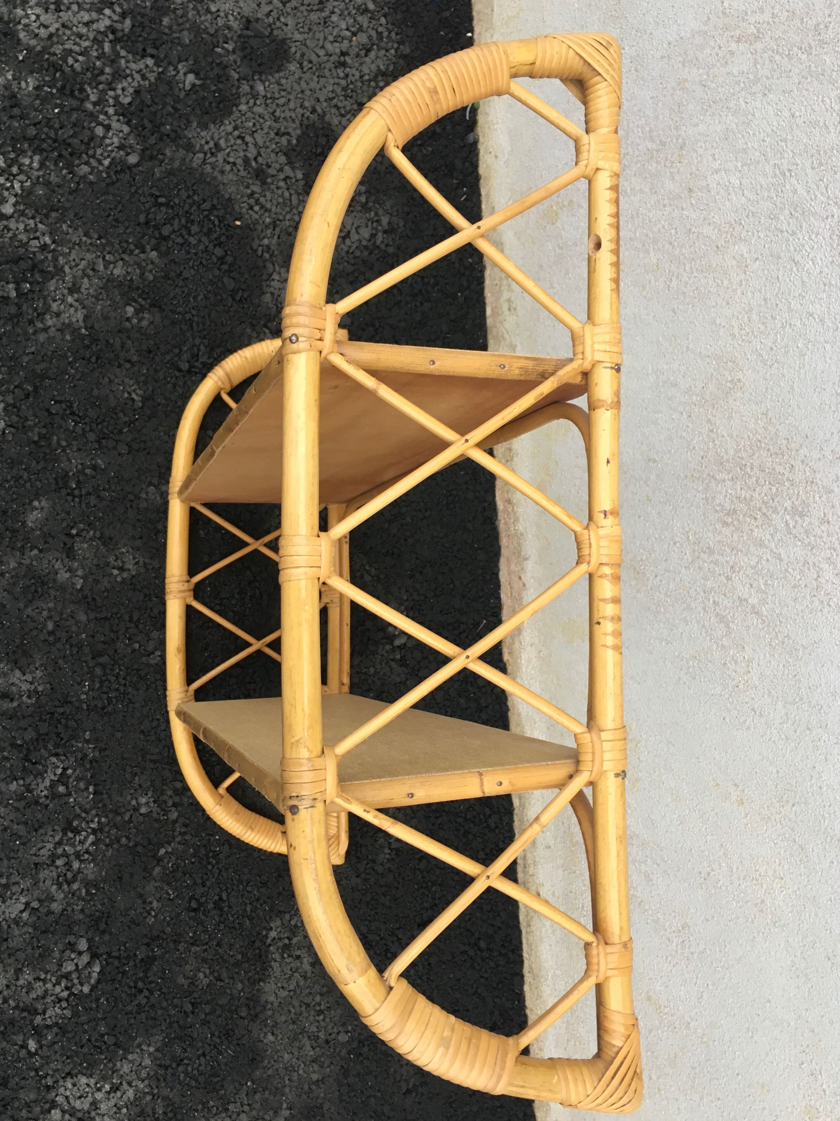 60'S rattan wall shelf