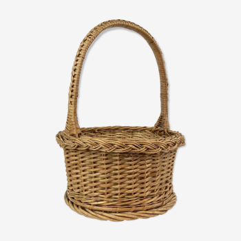 Old round braided basket - Diameter 29 cm