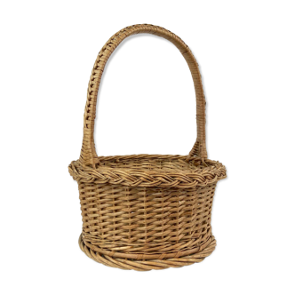 Old round braided basket - Diameter 29 cm