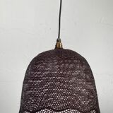 Beehive webbing rattan wicker pendant hanging lamp, 1930s