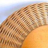 Tripod table, rattan and light wood side table