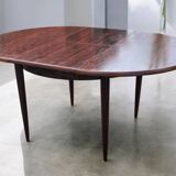 Extendable rosewood dining table with butterfly leaf, vintage Scandinavian