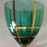 Ensemble de 6 verres à pied vert et or