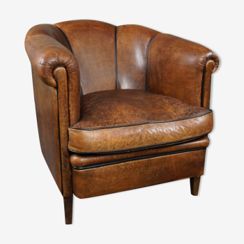 Fauteuil club en cuir de mouton