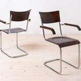 Ensemble de 4 chaises de salle à manger Bauhaus, conçues par Mart Stam, base en acier tubulaire