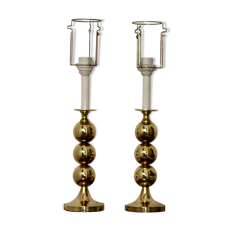 Pair of Tall Swedish Brass Lamps