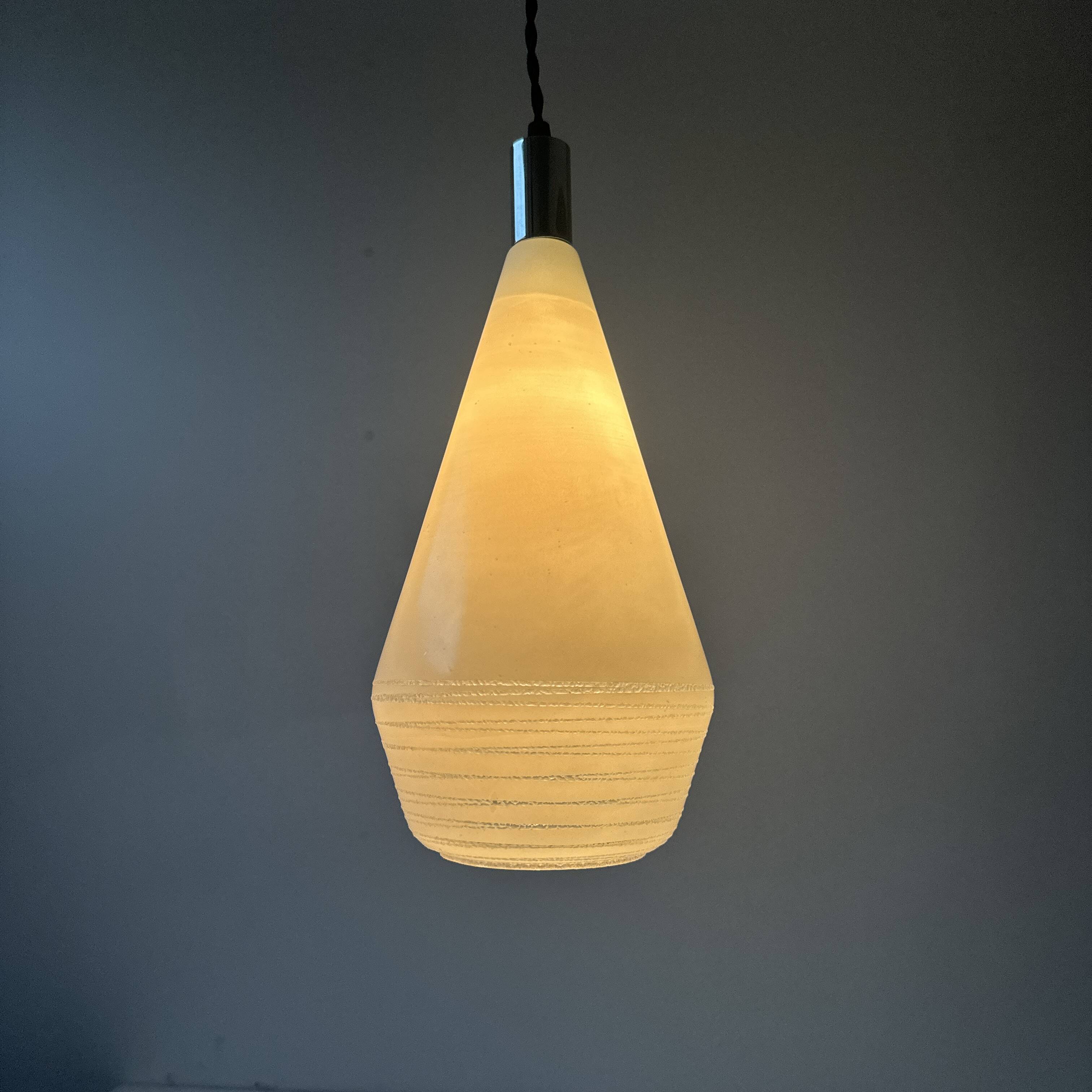 Old vintage glass pendant light 1970