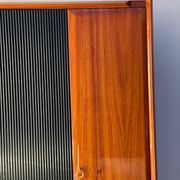 Vintage Italian Wardrobe, Walnut, Fluted Wood, Brass Feet 1950s italian