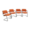 Lot de 4 fauteuils strafor orange