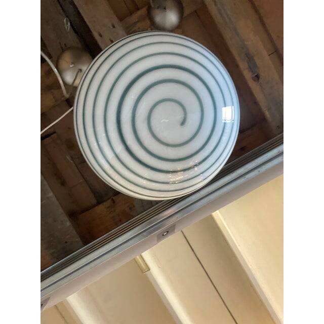 Murano Style Glass Pendant Swirling Green and White