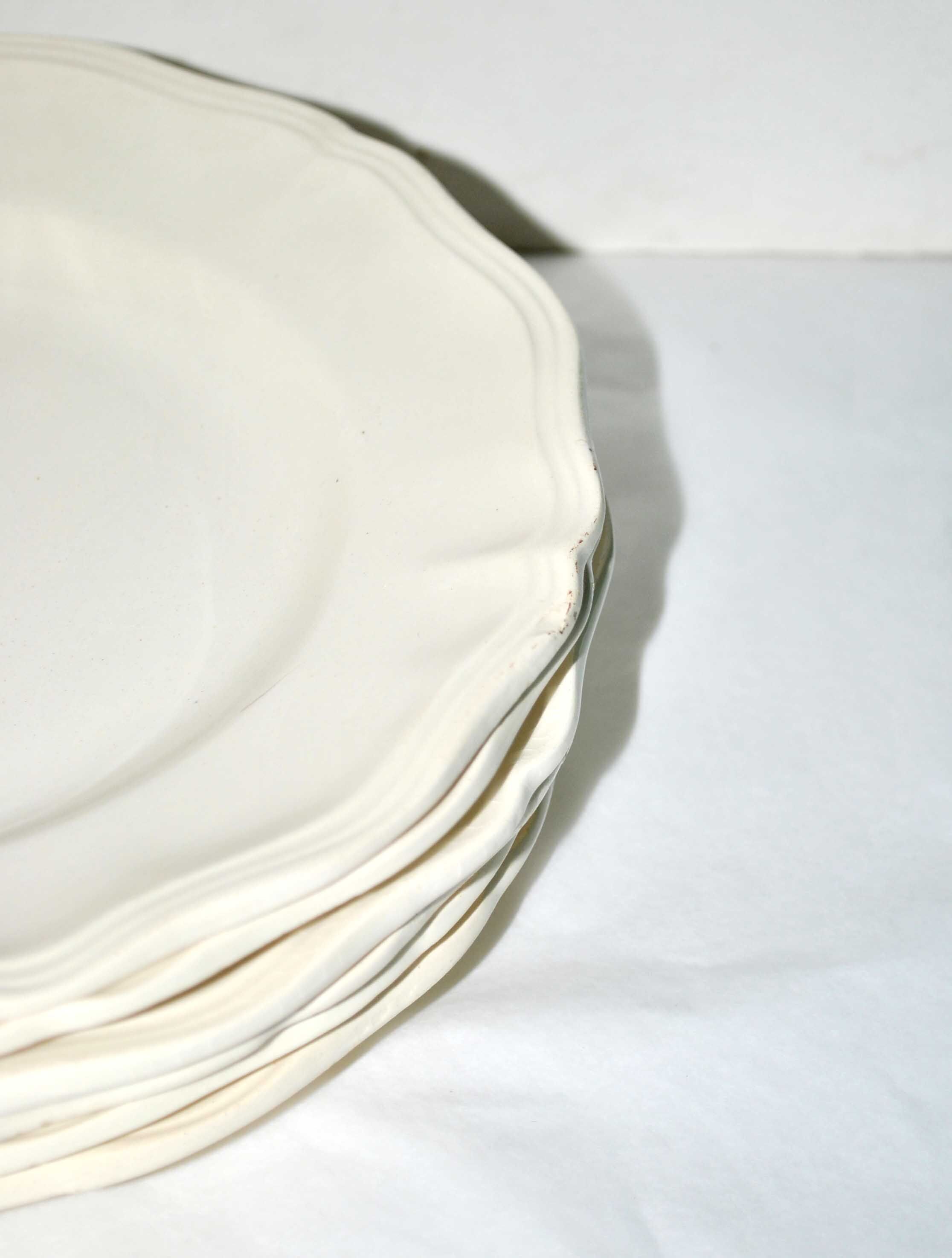 Series of 6 old plates in opaque earthenware of SARREGUEMINES Earth of iron cream 24.5cm