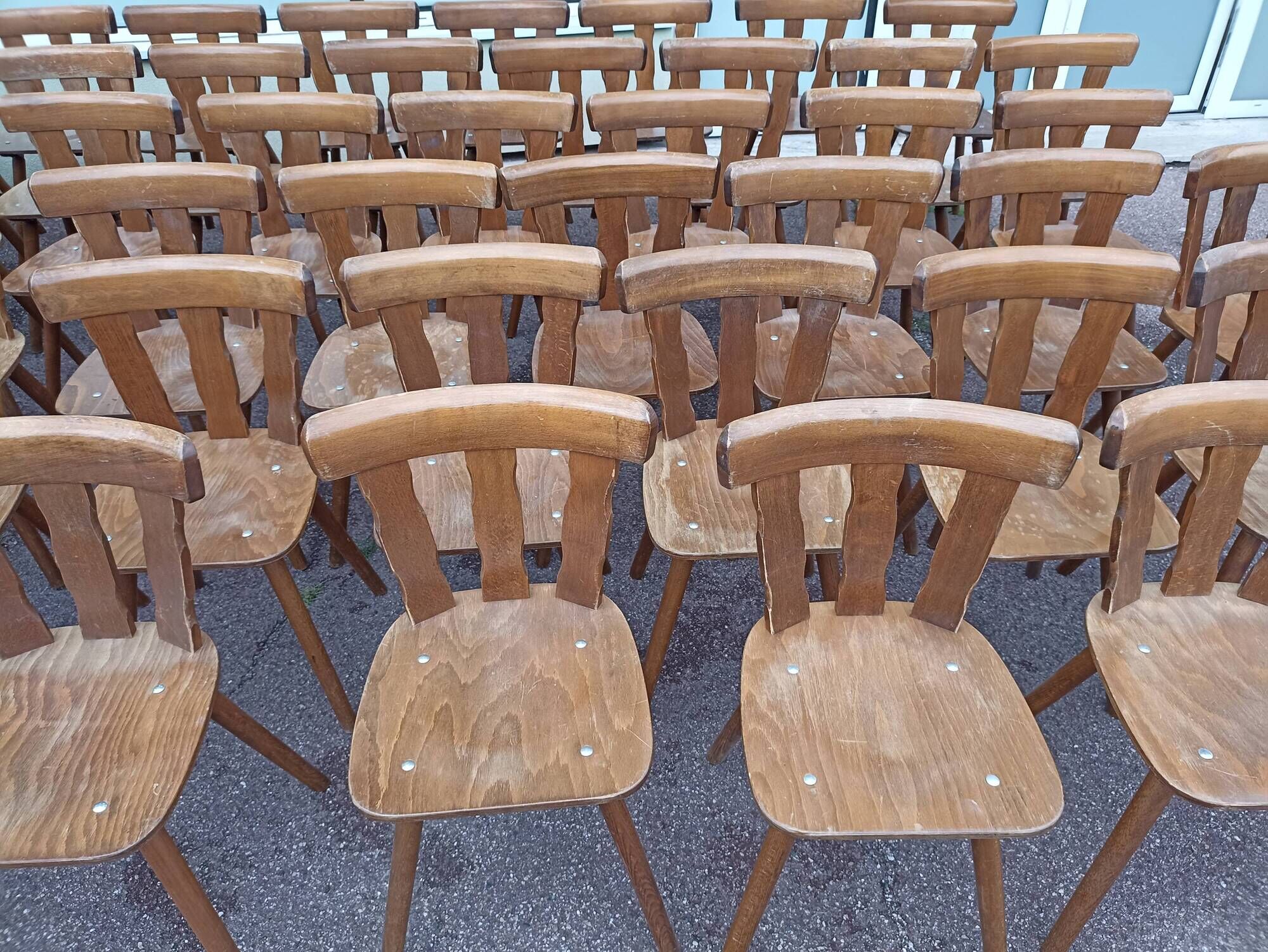 Set of 60 bistro cafe bar restaurant chairs - wood - vintage