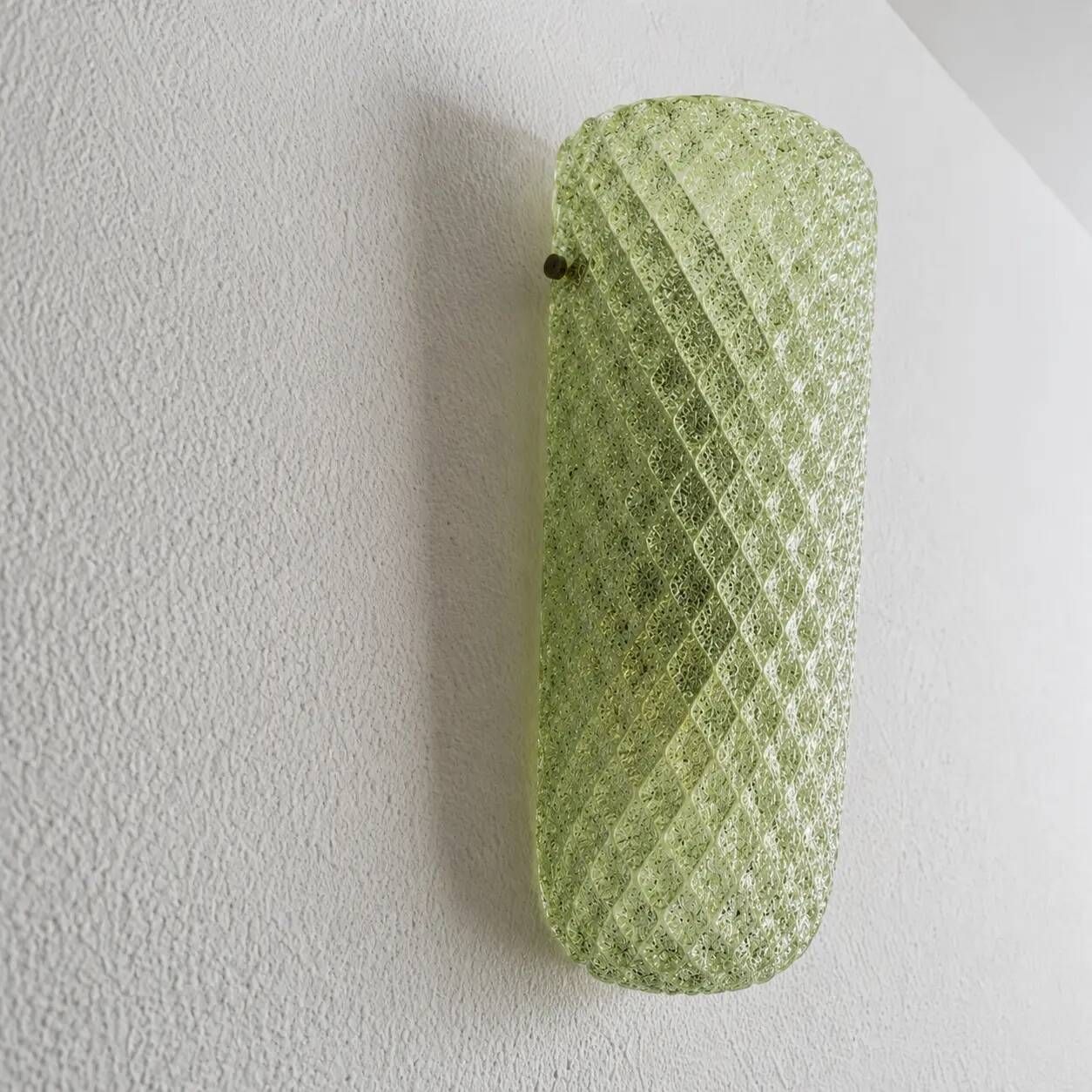 Set of Two Mid-Century Modern Green "Graniglia" Rombus Murano Glass Wall Sc
