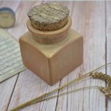 Large glazed terracotta pot with original cork lid