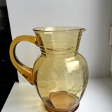 Amber engraved glass decanter 50s