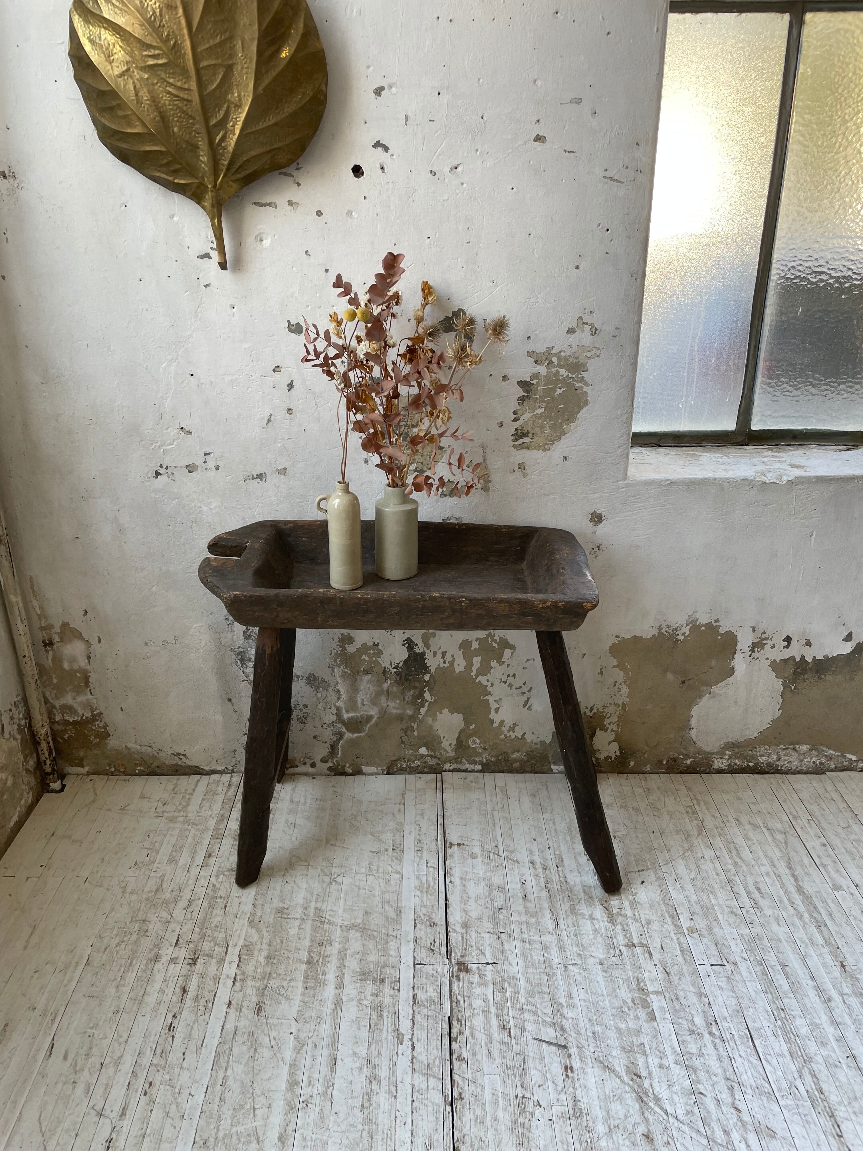 Brutalist solid wood console