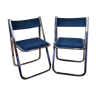 Paire de chaises pliantes Tamara vintage en tissus et acier chromé, Arrben Italia, restaurées