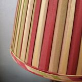 Vintage wooden table lamp with pleated fabric lampshade 1970