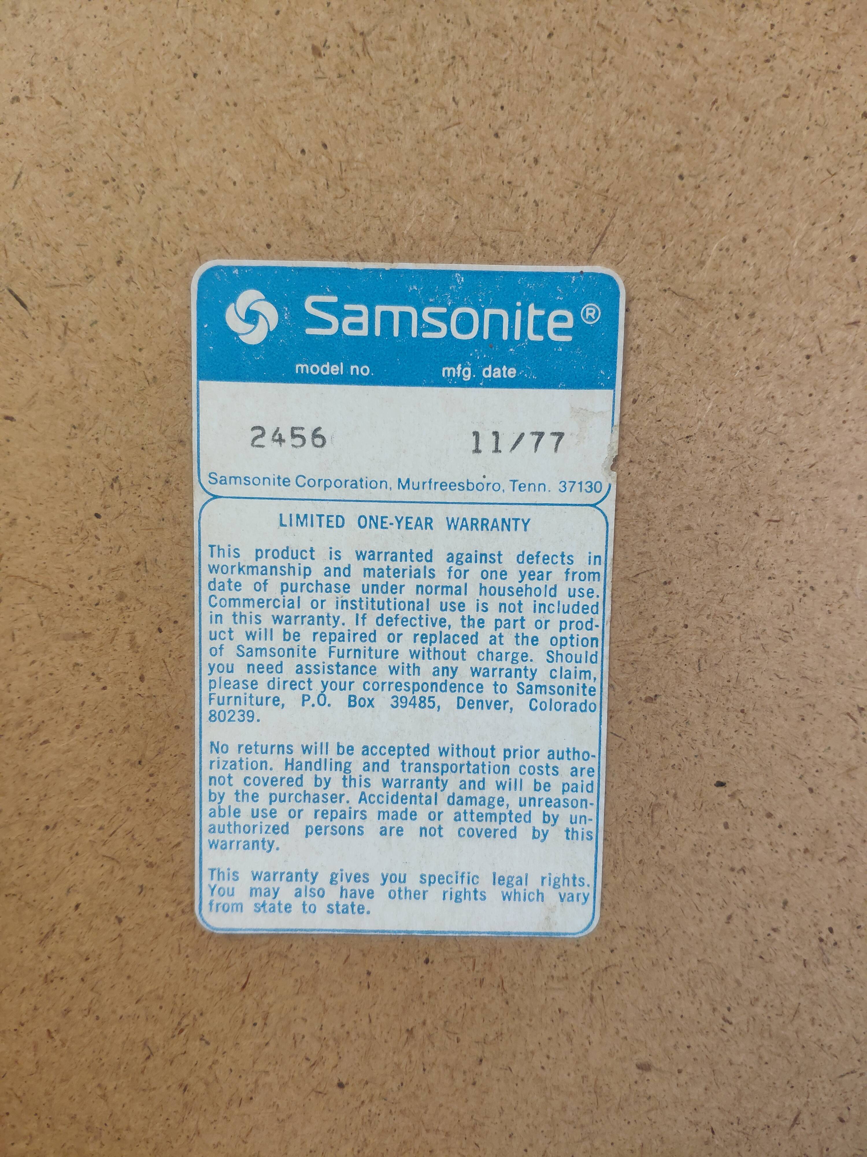 Rare suite de 3 chaises Samsonite 1977 assise marron
