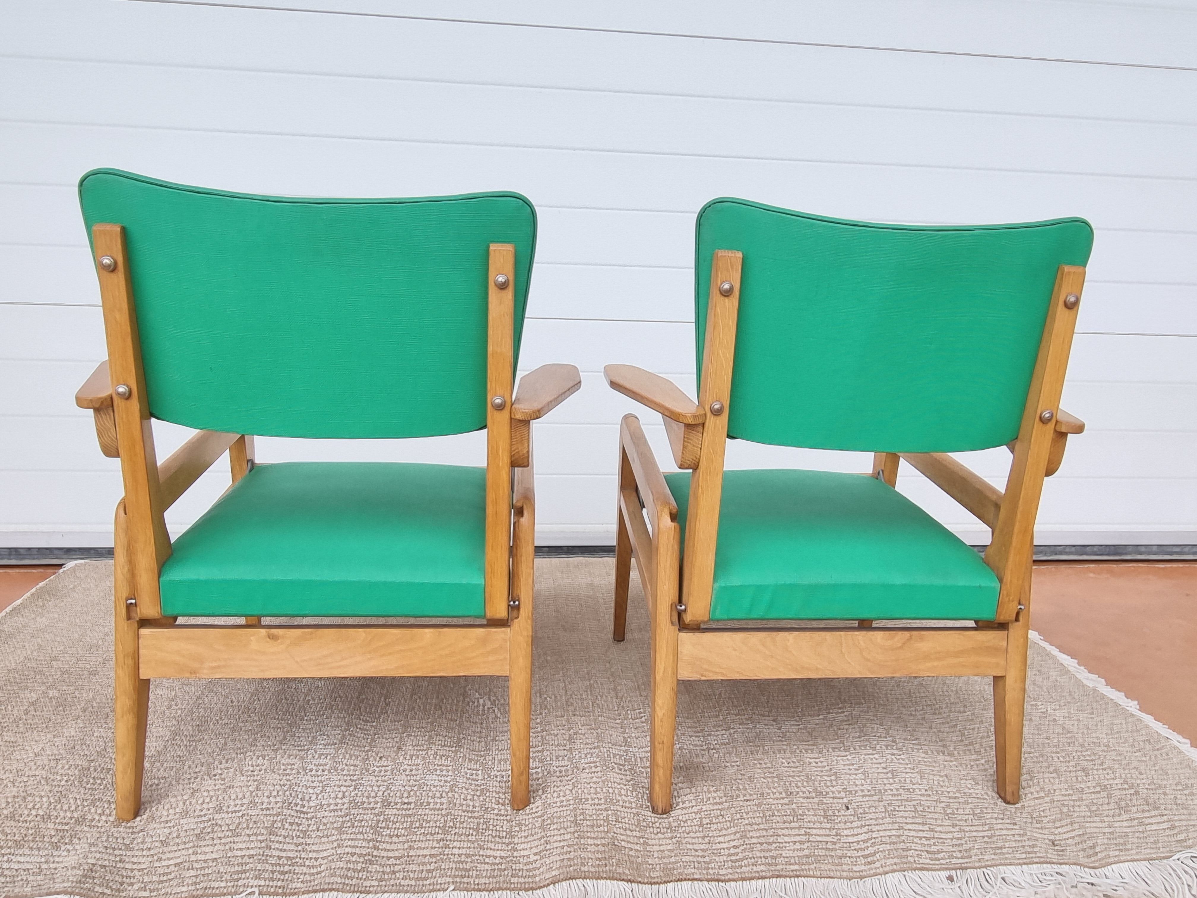 2 old scandinavian-style armchairs with 2 positions 50s