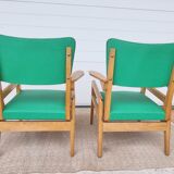 2 old scandinavian-style armchairs with 2 positions 50s